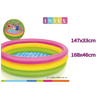 Intex Zwembad Sunset opblaasbaar 4 ringen 147 x 33 cm/168 x 46 cm Bad Zwemmen