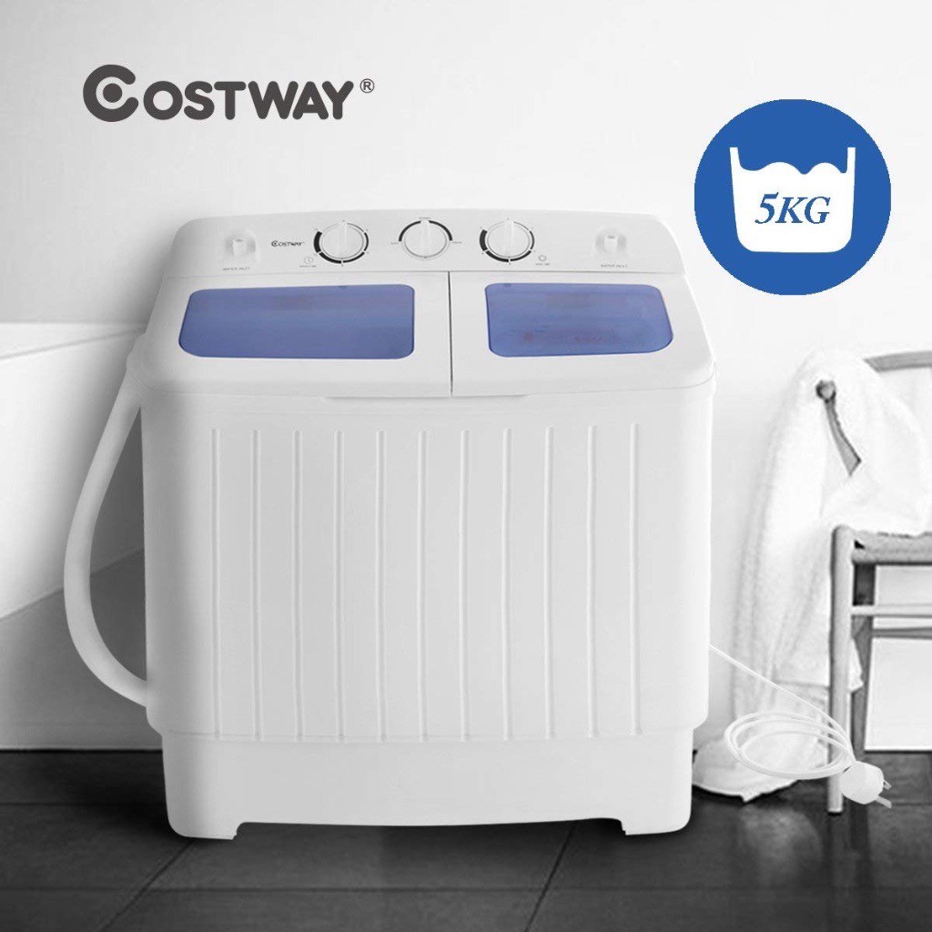 Costway Mini Twin Tub Washing Machine (5KG Washing + 3KG Drying