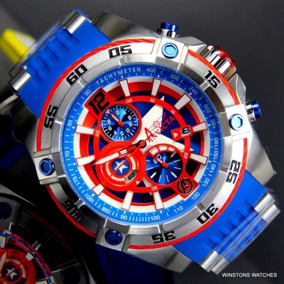 Pre-owned Invicta Marvel Captain America Bolt Viper 52mm Chronograph Limited Watch