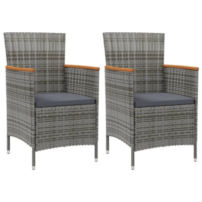 vidaXL Garden Dining Chairs 2 pcs Poly Rattan Grey
