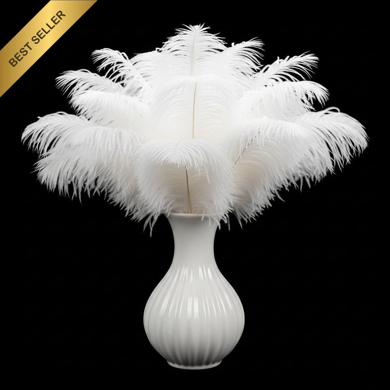 Ostrich Feathers White 25-30Cm, 20 Pieces for Centerpieces, Crafts, Dream Catche