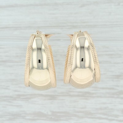 Reeded Edge Hoop Earrings - 14k Yellow Gold Pierced