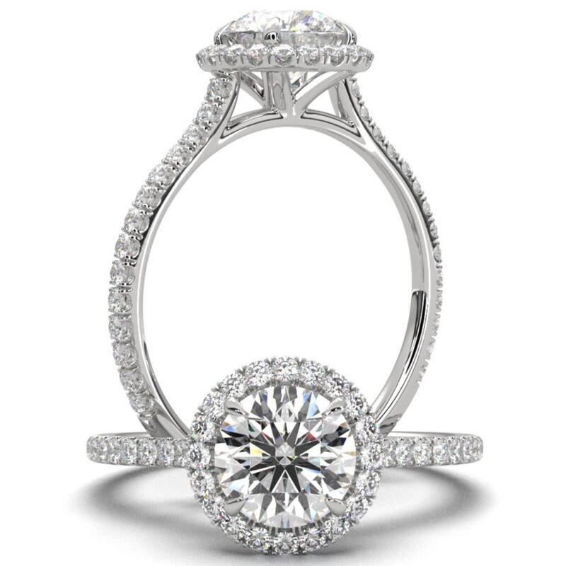 Cathedral Halo Lab Created Round Diamond Engagement Ring Igi E-vs1 Gold 1.64ctw