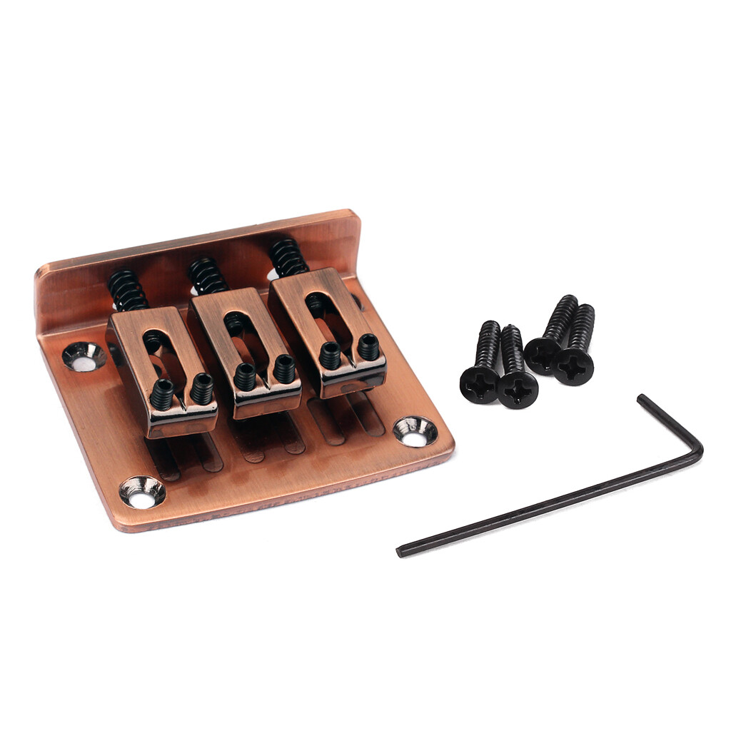 Replacement Metal Hard-tail 3 String Guitar Bridge for Cigar Box Electric Guitar