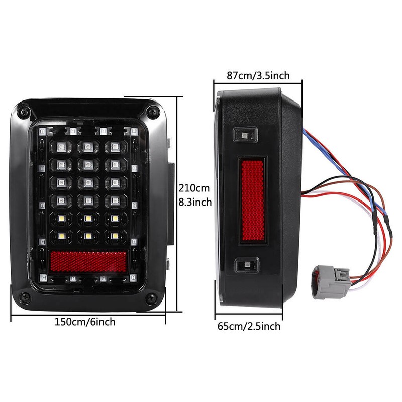 Pair Jeep Wrangler Tail Lights Led with Brake Reverse Light For JK JKU