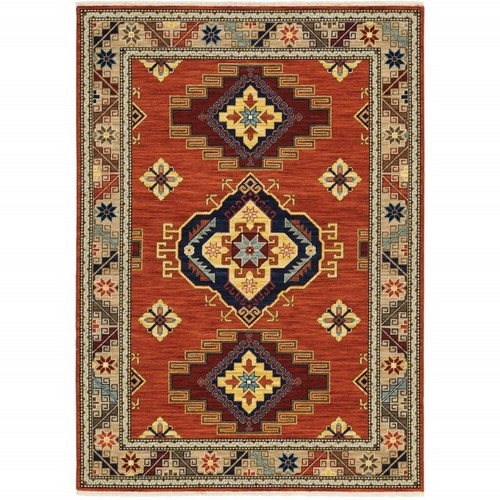 8 X 11 Красно-золотых, сине-коричневых ковриков Oriental Power Loom, устойчивых к пятнам, с