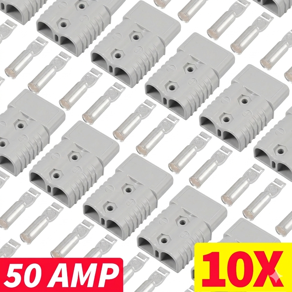 10X Anderson Style 50 AMP Plug Connectors for 6AWG 12-24V DC Power Battery Tools