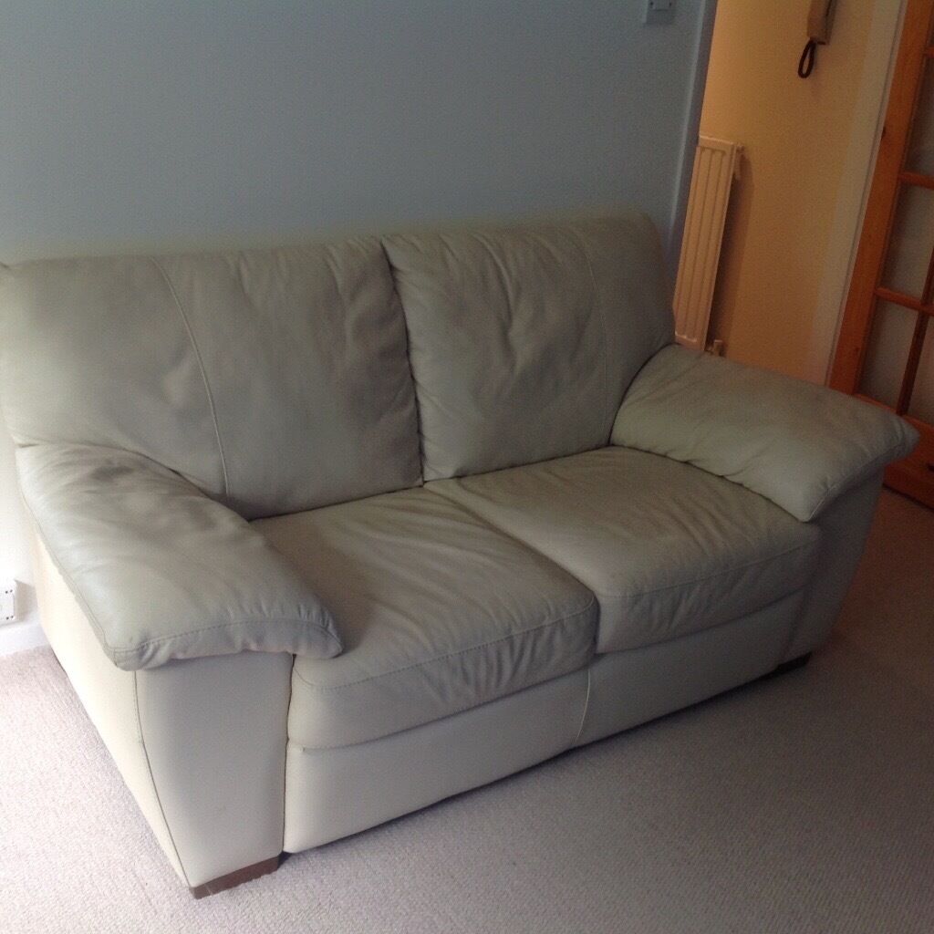 IKEA Vreta Two Seater Sofa Ivory Leather In Chingford London