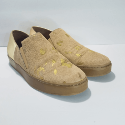 Free People Varsity Calf Hair Gold Speckled Slip On Shoes Women s Size 39