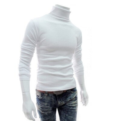 Mens New Turtleneck Pullover Long Sleeve Jumper Top Warm Casual Slim Fit T-Shirt