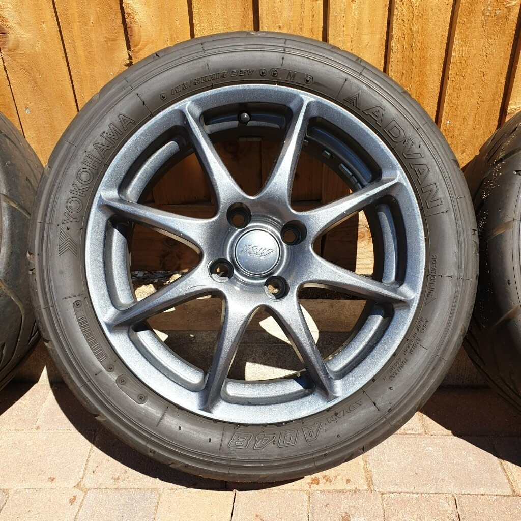 4 x Yokohama Advan A048 195/50R15 82V M On TSW Razor 6JX15H2 Wheels