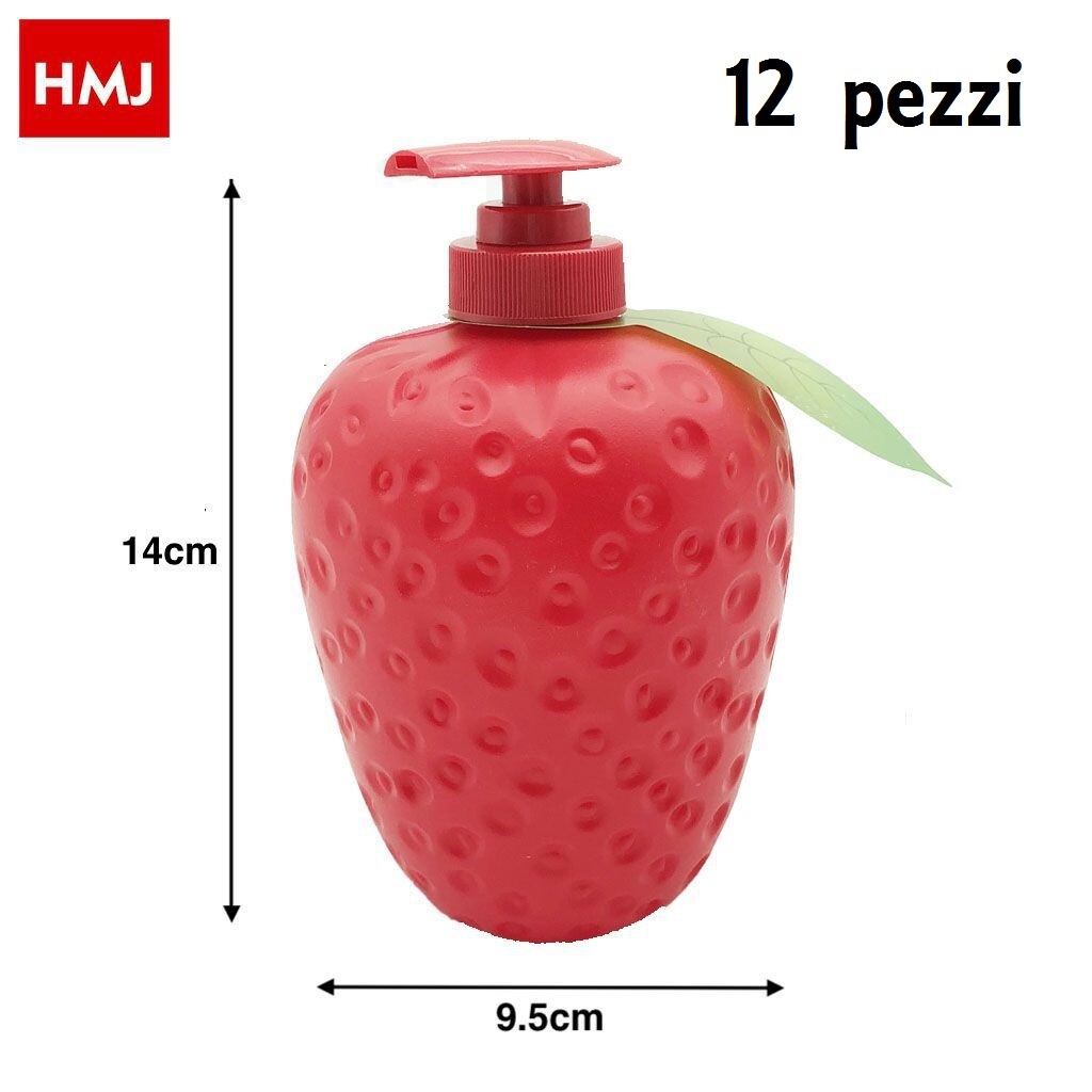 Set 12 Pezzi Dispenser Porta Sapone Liquido In Plastica Forma Fragola Bagno hmj