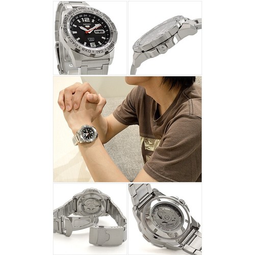 Pre-owned Seiko 5 Sports Srp683k1 Gmt Automatic Men Watch World Time Steel Black Day Date
