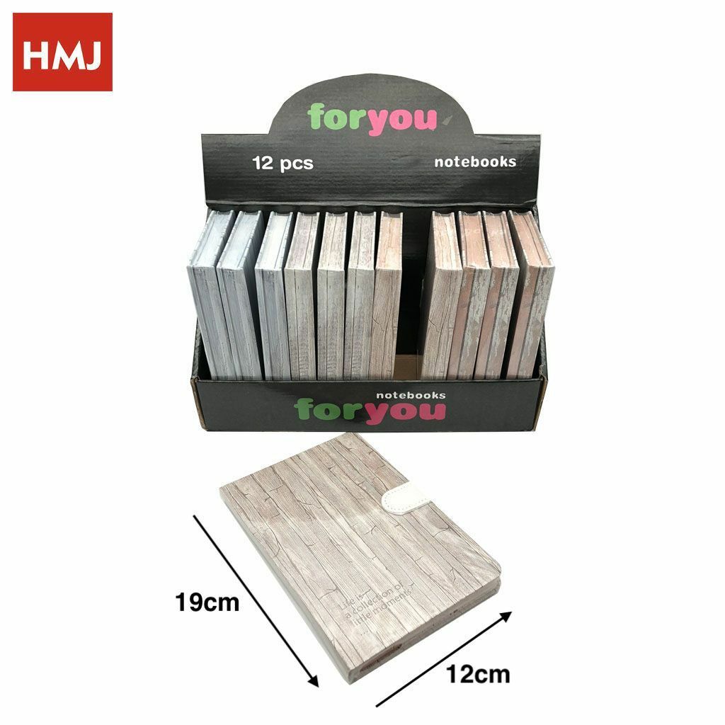 Set 12 Pz Agenda Diario Quaderno Colorata 19x12cm Effetto Legno hmj