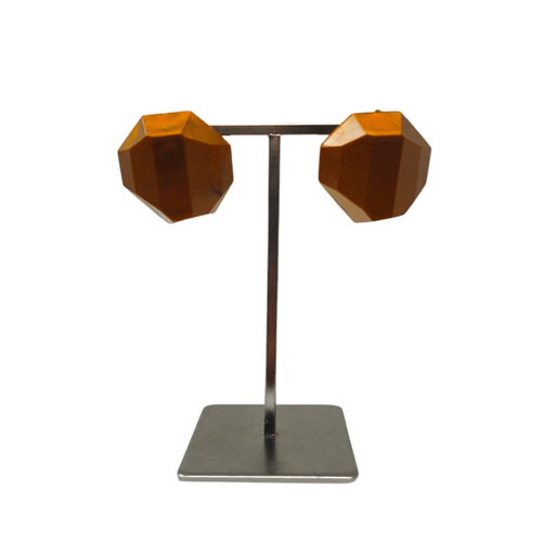 1950s German Geometric Matte Gold-Tone Clip-On Earrings — Unsigned — Clip-On Earrings (photo 1 of 5)
