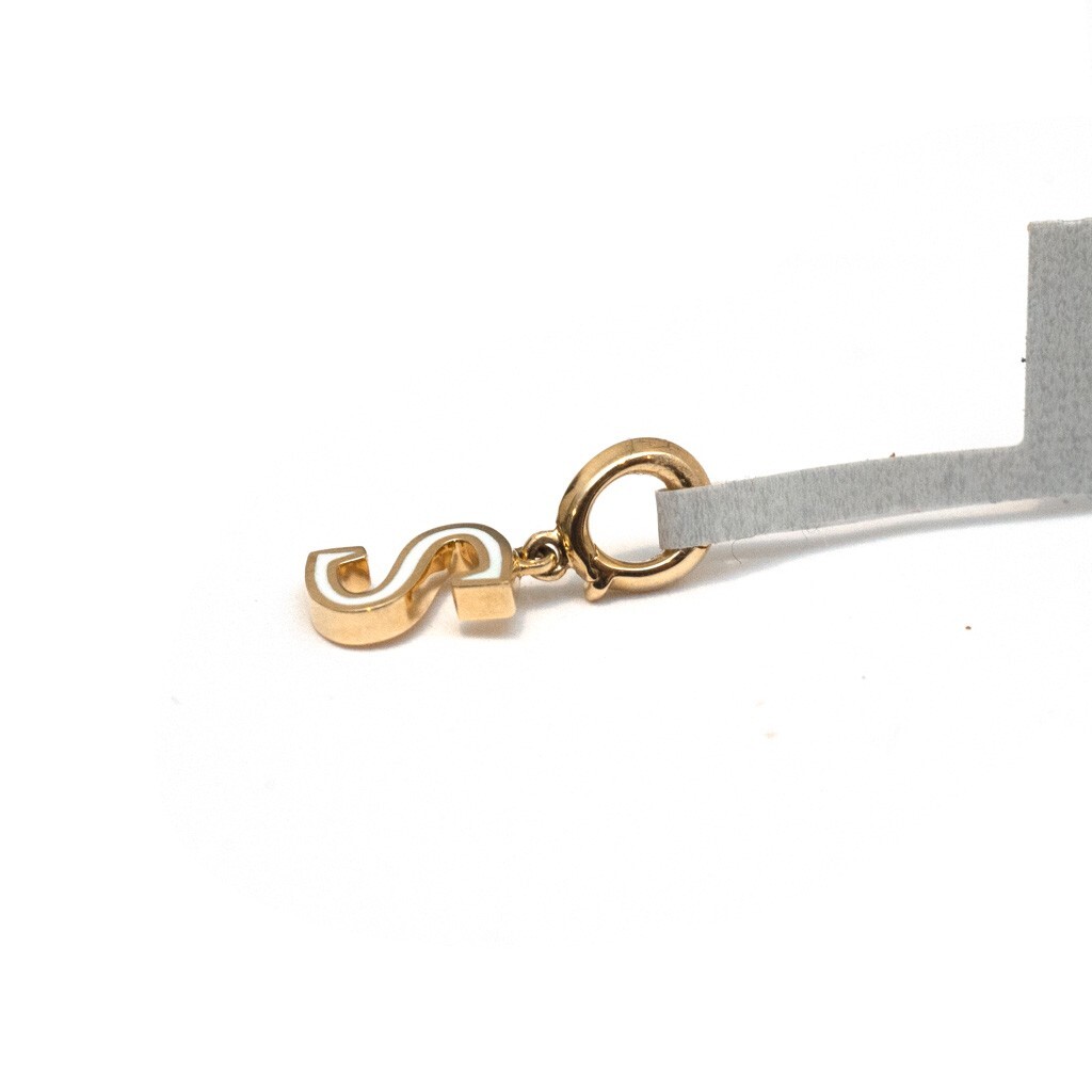 Pre-owned David Yurman 8mm Petite Gold & Enamel S Initial Pendant In Yellow White