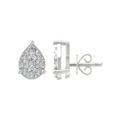 Sterling Silver Round Lab Grown Diamond Composite Stud Earrings Gift For Women