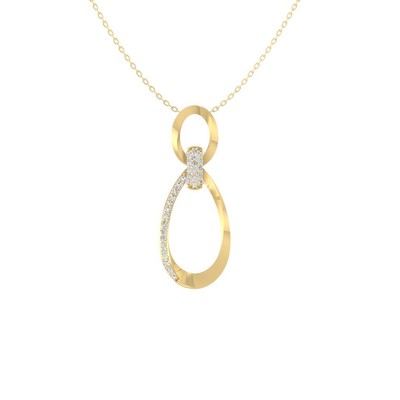 10K Yellow Gold Round Lab Grown Diamond Fashion Pendant 18'' Silver Cable Chain