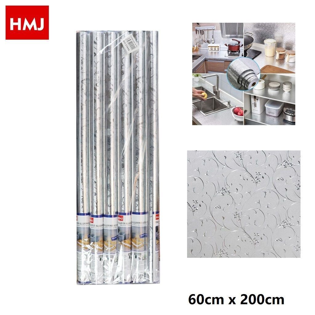Set 6 Rotoli Foglio Alluminio Adesivo Protezione Cucina 60x200cm 21944 hmj