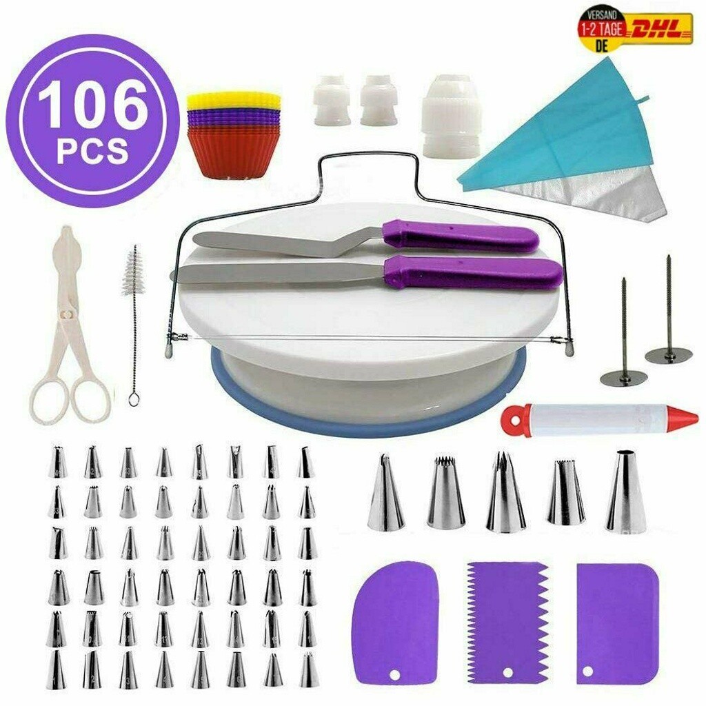 106X Tortenplatte Drehbar Streichpalette Kuchenretter Tortenboden Schneider Set