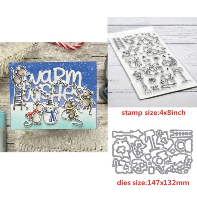 Christmas Animals Frame Set Cutting Dies Clear Stamp Embossing Stencil DIY Craft