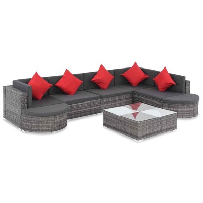 vidaXL Gartensofa 8tlg. Poly Rattan Gartenmöbel Sitzgruppe Lounge Gartenset