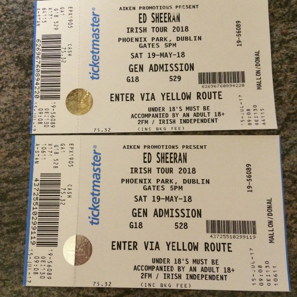 2 Ed Sheeran tickets for sale in Dungannon, County Tyrone Gumtree