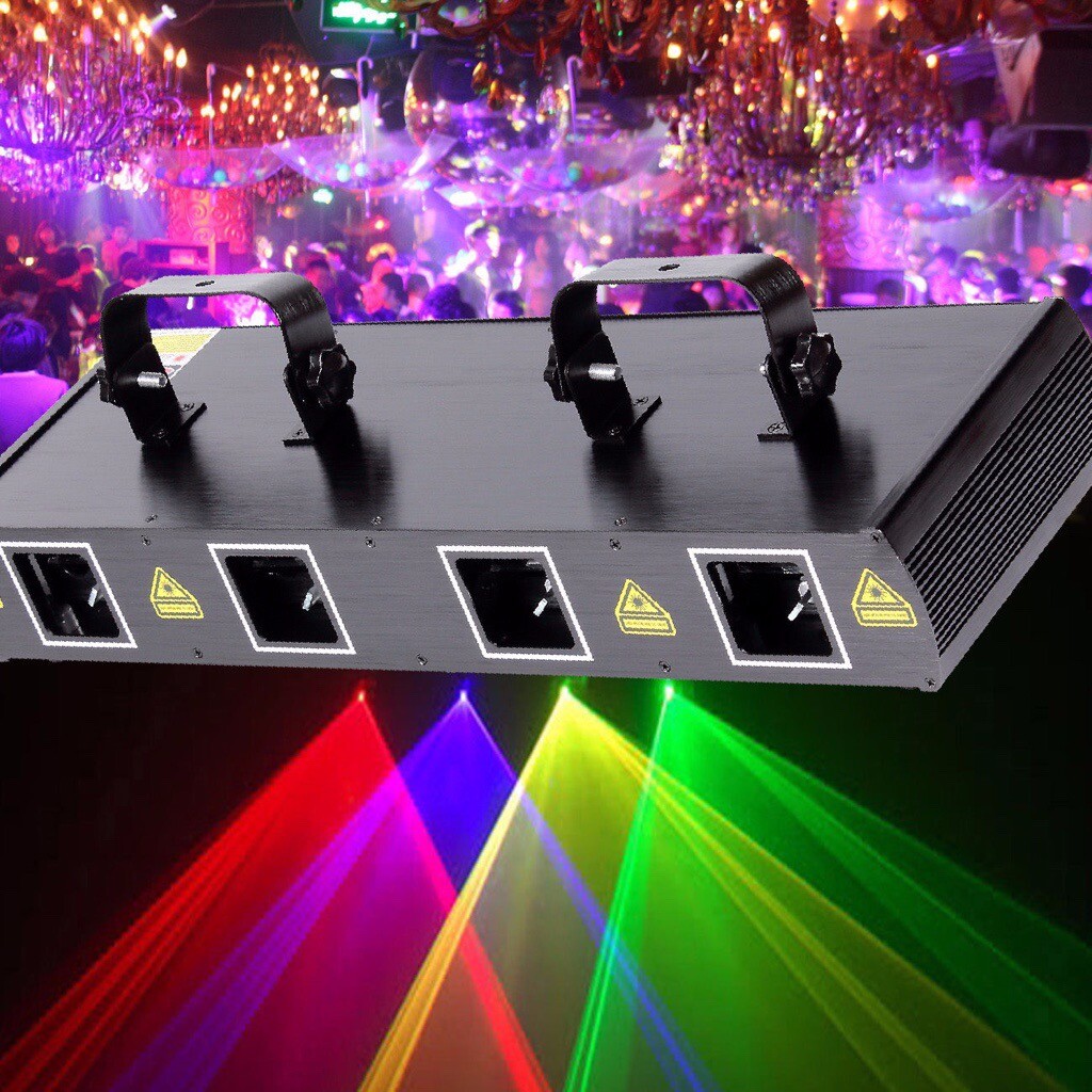 460mW 4 Lens Beam RGPY DMX Laser Stage Lighting DJ Disco Party Show