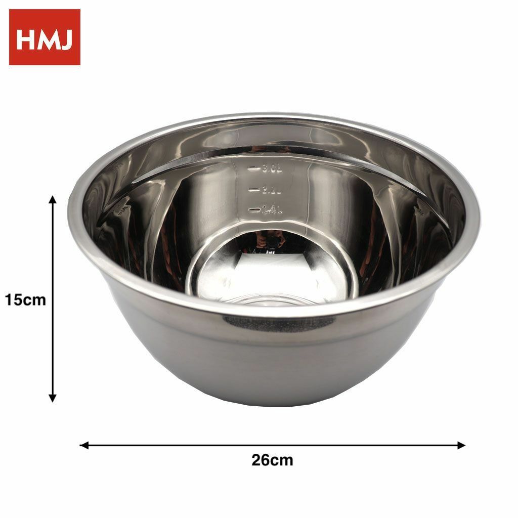 Insalatiera Ciotola Coppa Bacinella Scodella Inox Fondo Piano Cucina 26cm hmj