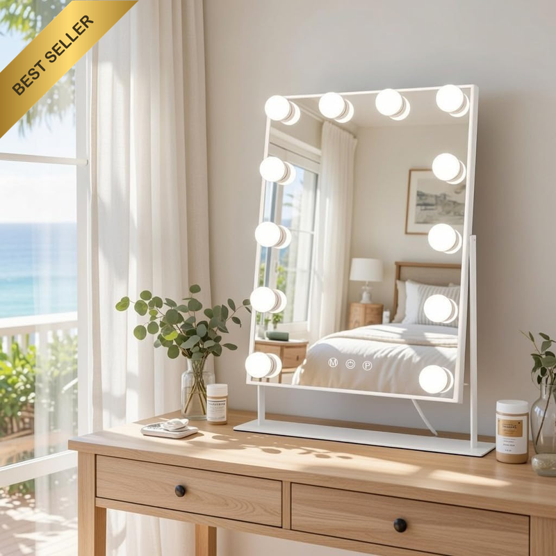 Hollywood Makeup Mirror with 12 Dimmable Bulbs Lights, Three Color Lighting Mode