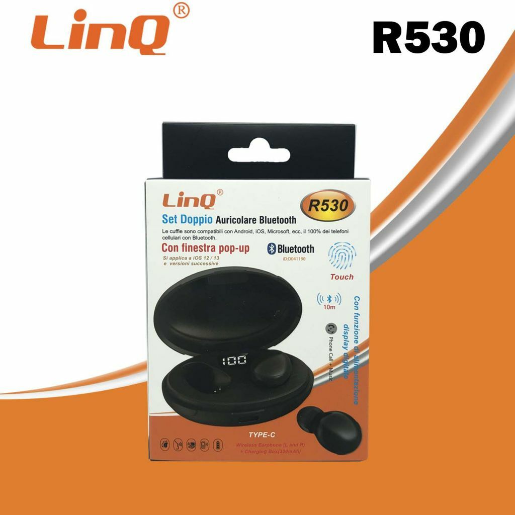 Set Doppio Auricolare Cuffie Bluetooth Mini Con Box Base Ricarica Linq R530