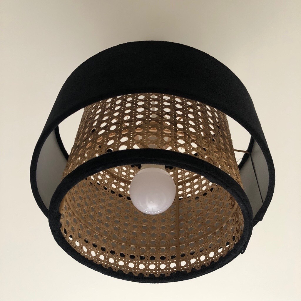Dunelm Black Suede and Rattan Lampshade 