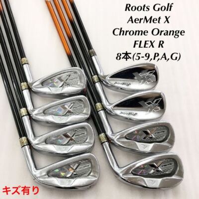 新着 Set Iron Golf Roots 5-G 8pcs (R) Orange Chrome X AerMet Golf クラブ