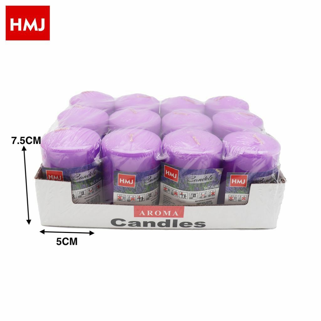 Set 12 Pezzi Candele Cera Profumate Fragranza Viola 5x7,5cm hmj