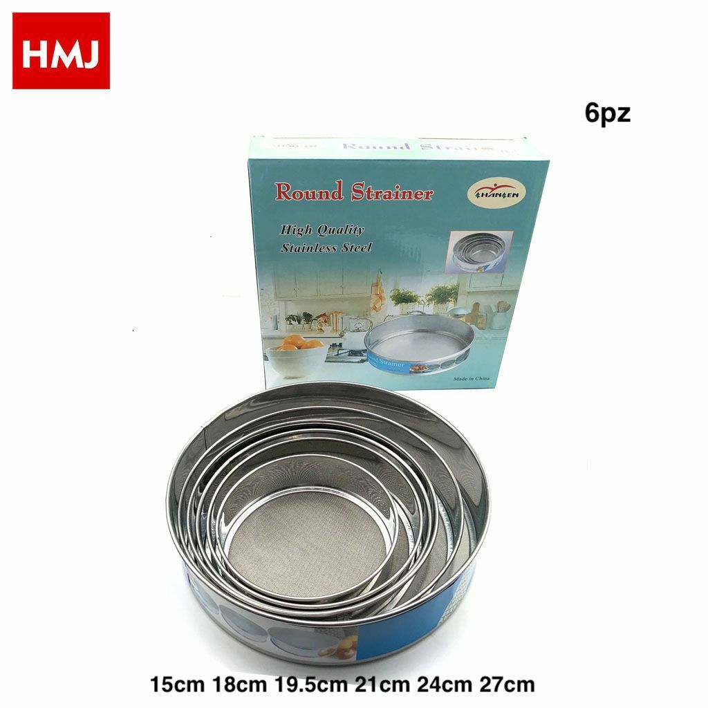 Set 6 Pezzi Setaccio Setacci Rotondi In Metallo Varie Misure Dolci Farina hmj