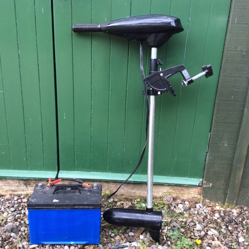 Shakespeare sigma electric outboard motor with heavy duty battery in