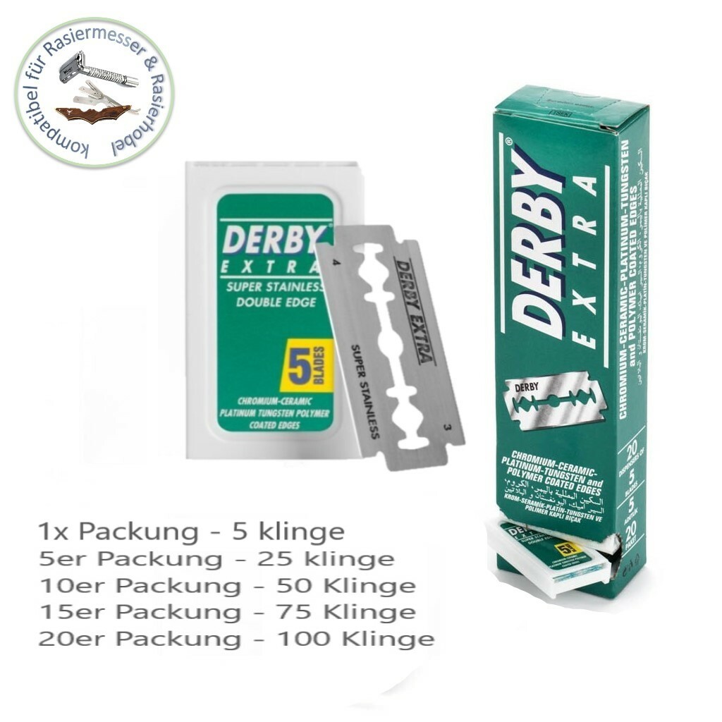 Derby Extra Doppelte Klinge, Rasierklingen Platinbeschichtet, rostfrei razor