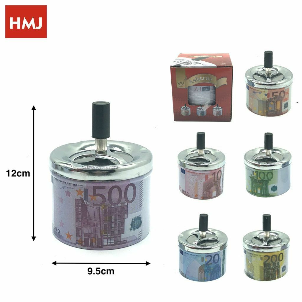 Set 6 Pezzi Posacenere Porta Cenere A Pressione Fantasia Banconote hmj