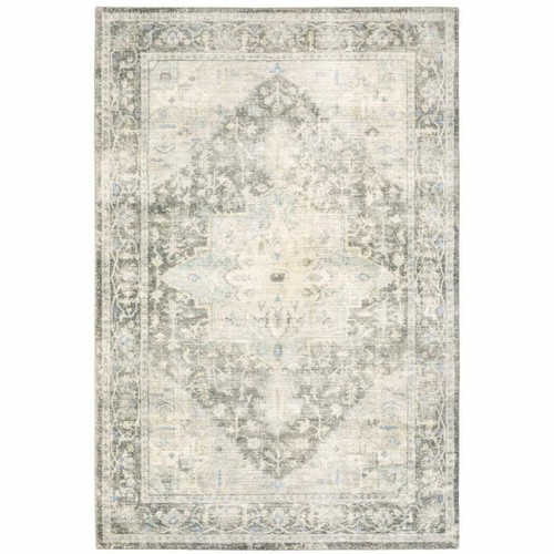 Устойчивый к пятнам коврик Oriental Power Loom размером 8 X 10 См, Серый, Цвета Слоновой Кости и Голубой