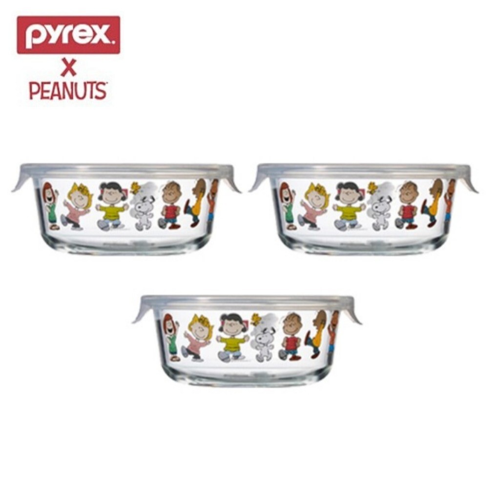 Pyrex Peanuts Snoopy Glass Storage Heat Resistant Containers