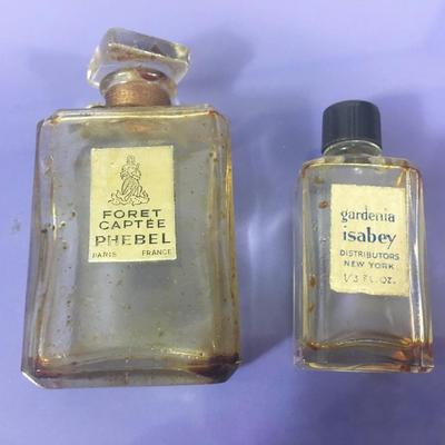 Perfume Bottle Vintage Lot 2 Empty Gardenia Isabey. Foret Captee Phebel France