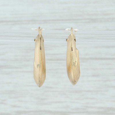 Small Brushed Hoop Earrings - 14k Yellow Gold Pierced Tube Closure