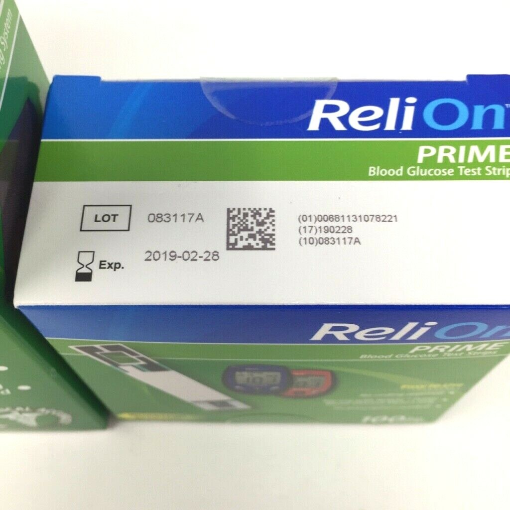 ReliOn Prime Blood Glucose Monitoring System Nearly New With 100 Test Strips EXP
