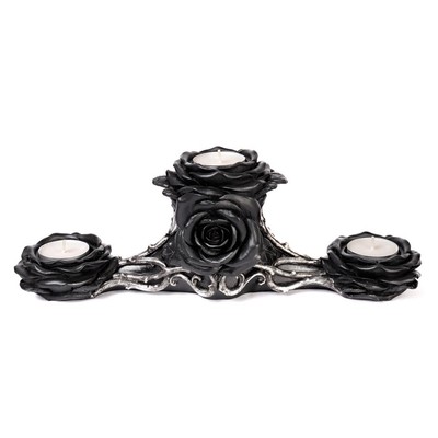 Alchemy Gothic V96 Black Rose Triple T-Light Holder The Vault 12 x4  Candle Hold