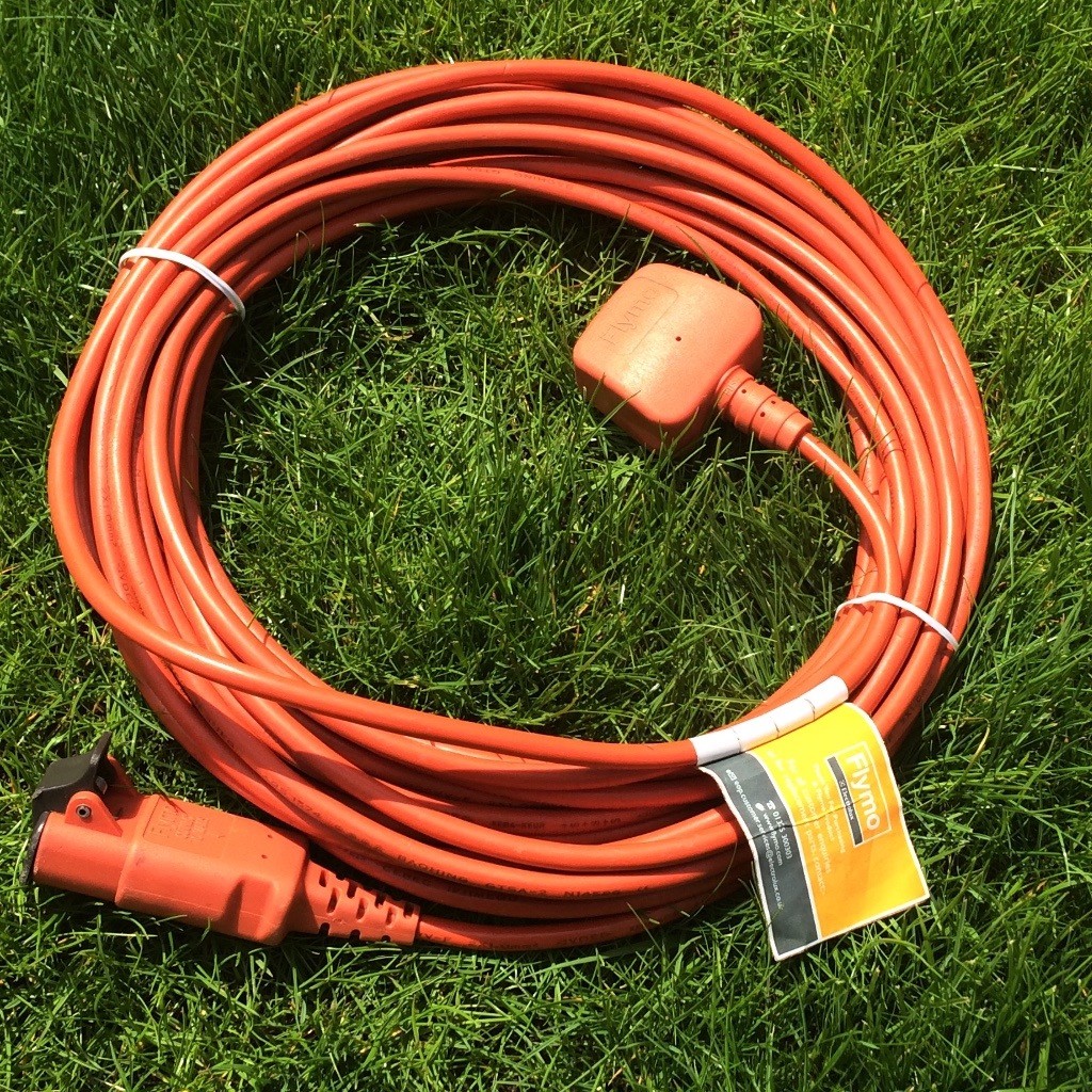 Genuine FLYMO Lawnmower power cable 15 metres USED ONCE in Kings Lynn