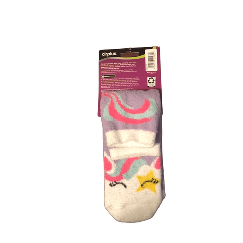 Women's Airplus Aloe Infused Fuzzy Socks Unicorn Star Purple NEW Girls NWT