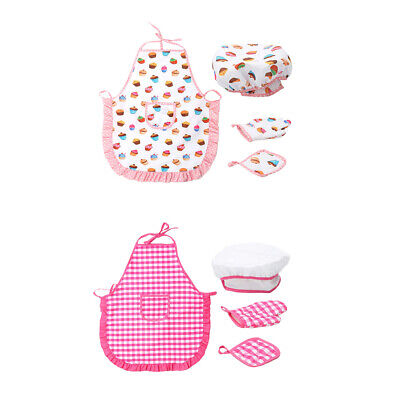 Apron Chef Hat Mitt and Pad for Toddlers Kids Costume Role Play Kitchen Game