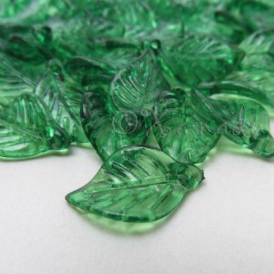 Green Acrylic Leaf 18mm Frosted Leaves Charm Pendants C9586 - 50, 100 Or 200PCs