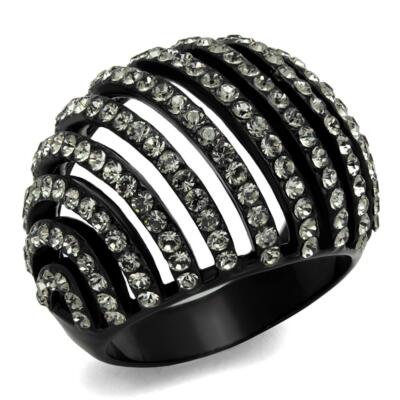 アクセサリー me0430 22000 TK2345 - IP Black(Ion Plating) Stainless Steel Ring with Top
