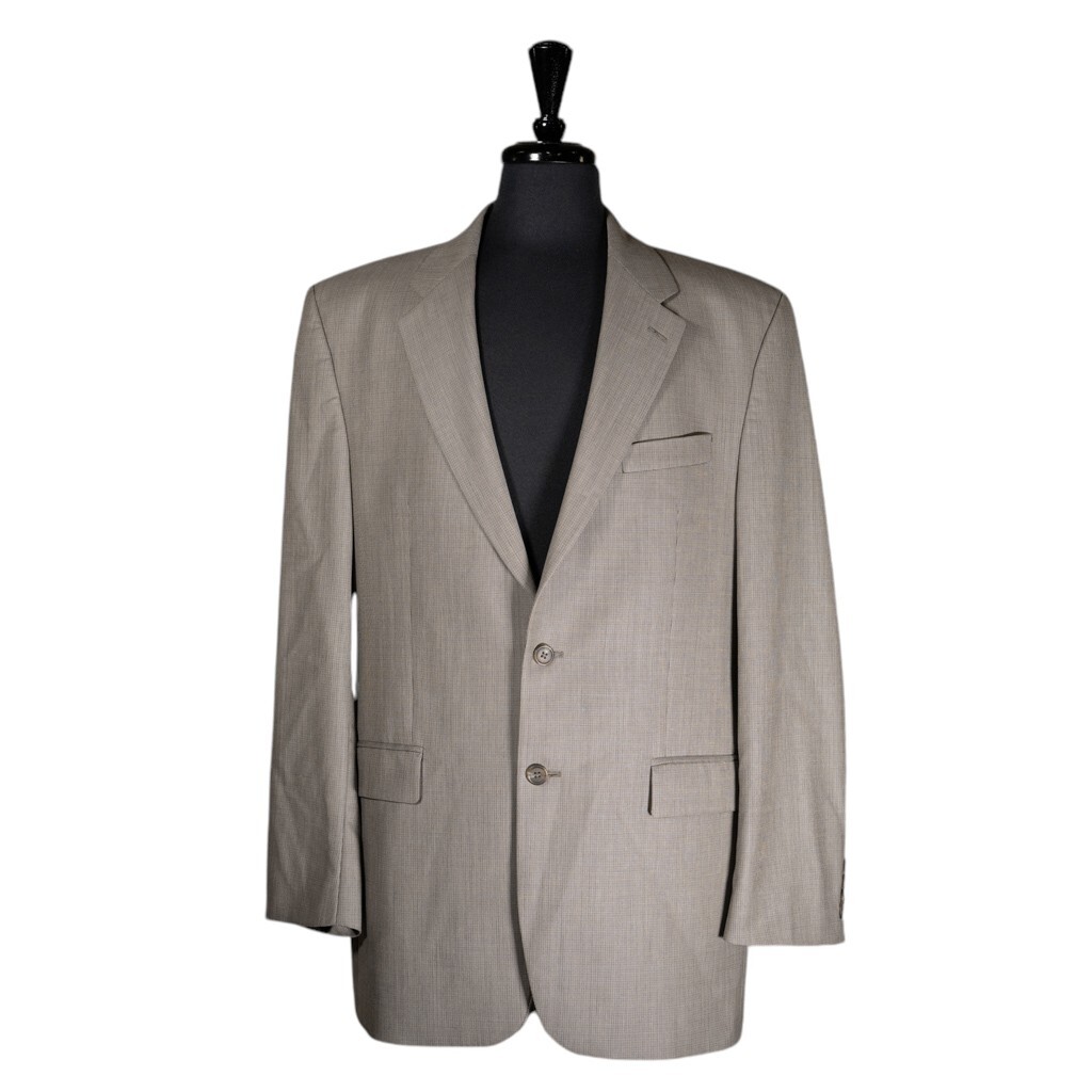 Chaps Ralph Lauren Mens Blazer Beige Check Silk Wool Lined